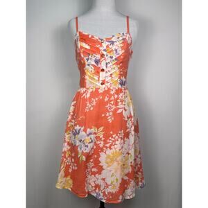 Lauren Conrad Orange Floral Mini Sundress Size 4